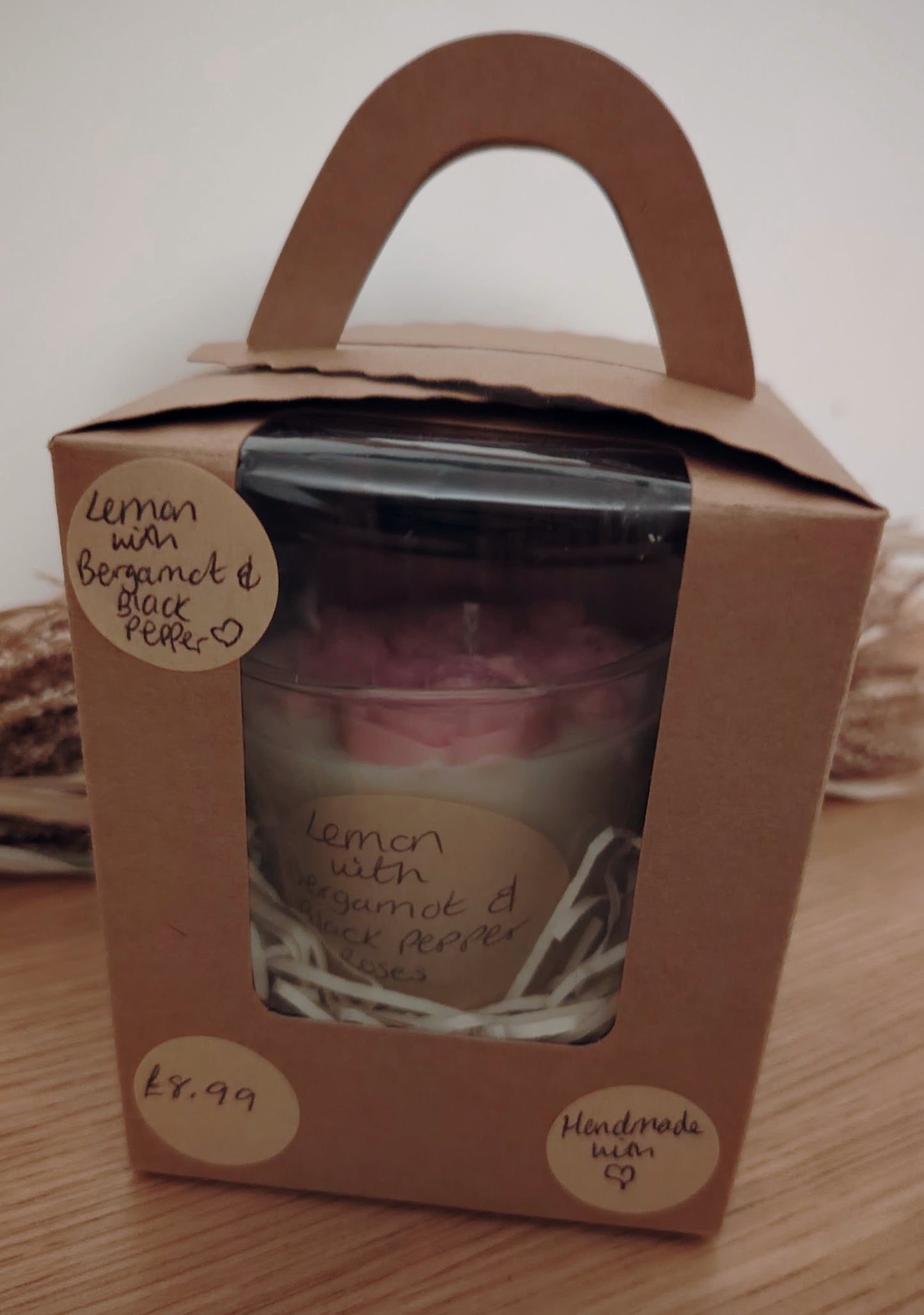 6oz Lemon with Bergamot and Black Pepper Scented Candle and Rose Melts