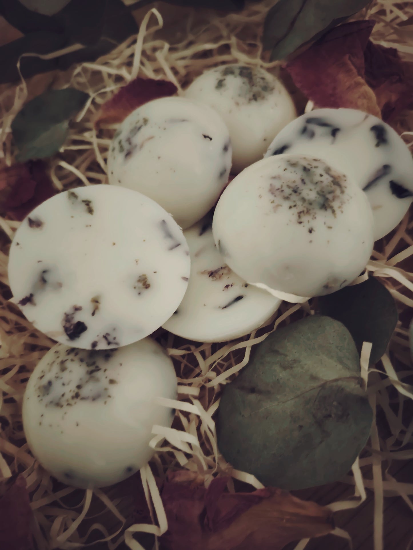 x6 Large Vanilla and Blue Mallow petals, Botanical Wax Melts