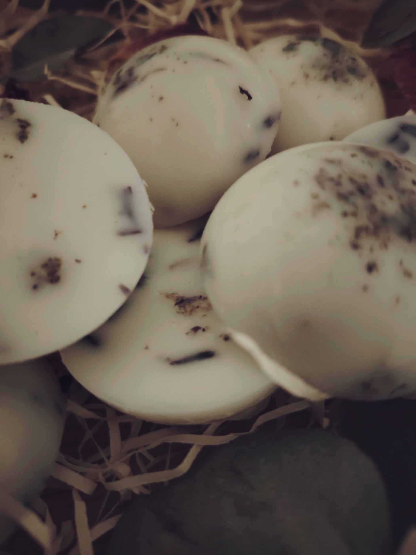 x6 Large Vanilla and Blue Mallow petals, Botanical Wax Melts