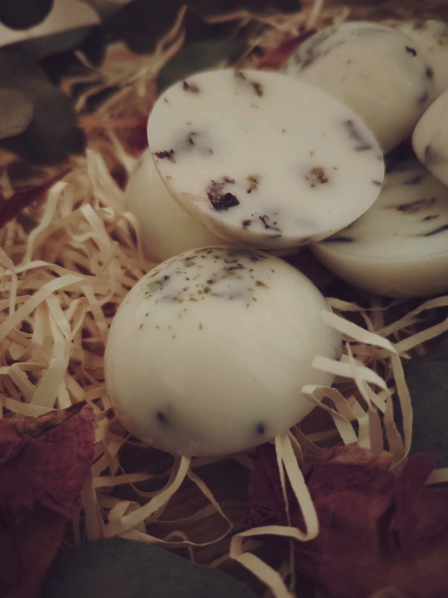 x6 Large Vanilla and Blue Mallow petals, Botanical Wax Melts