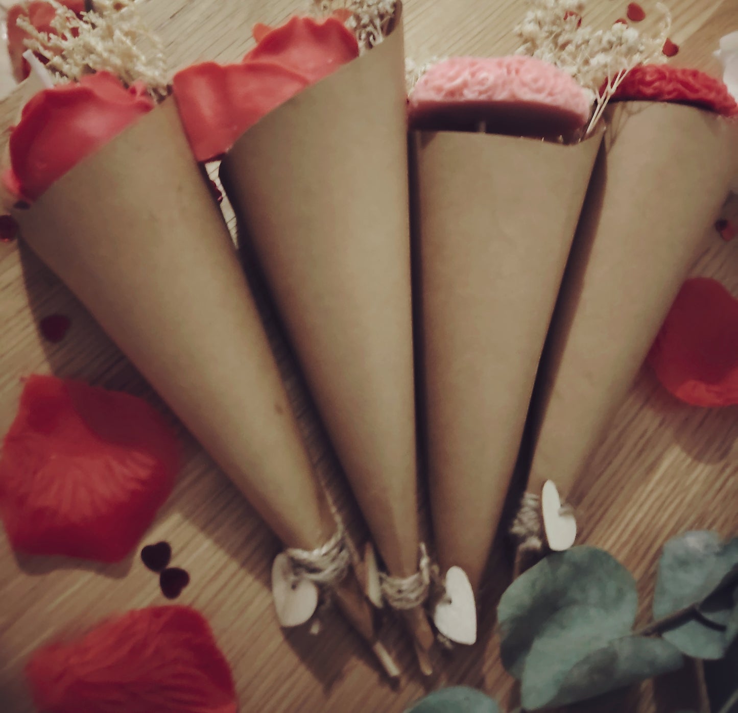 Single Medium Rose and Dried Flower Cone