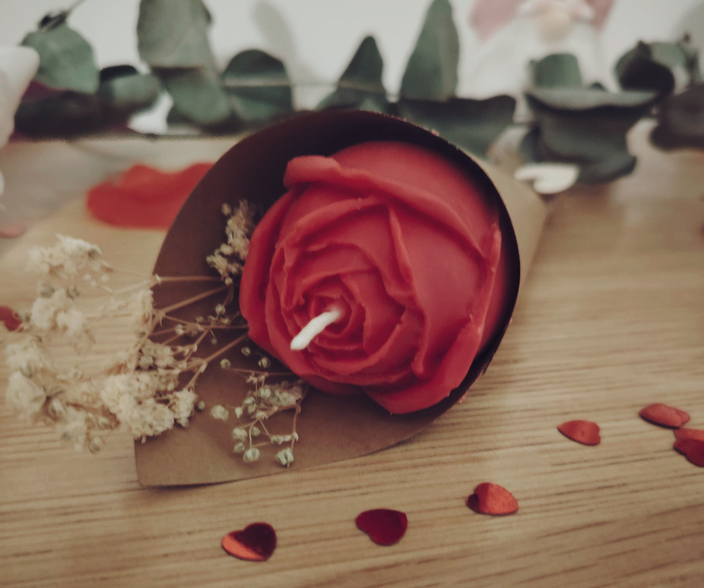 Single Medium Rose and Dried Flower Cone