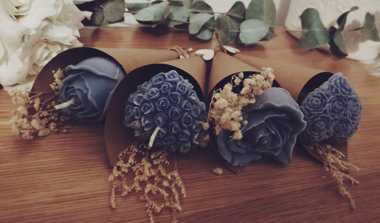 Single Medium Rose and Dried Flower Cone