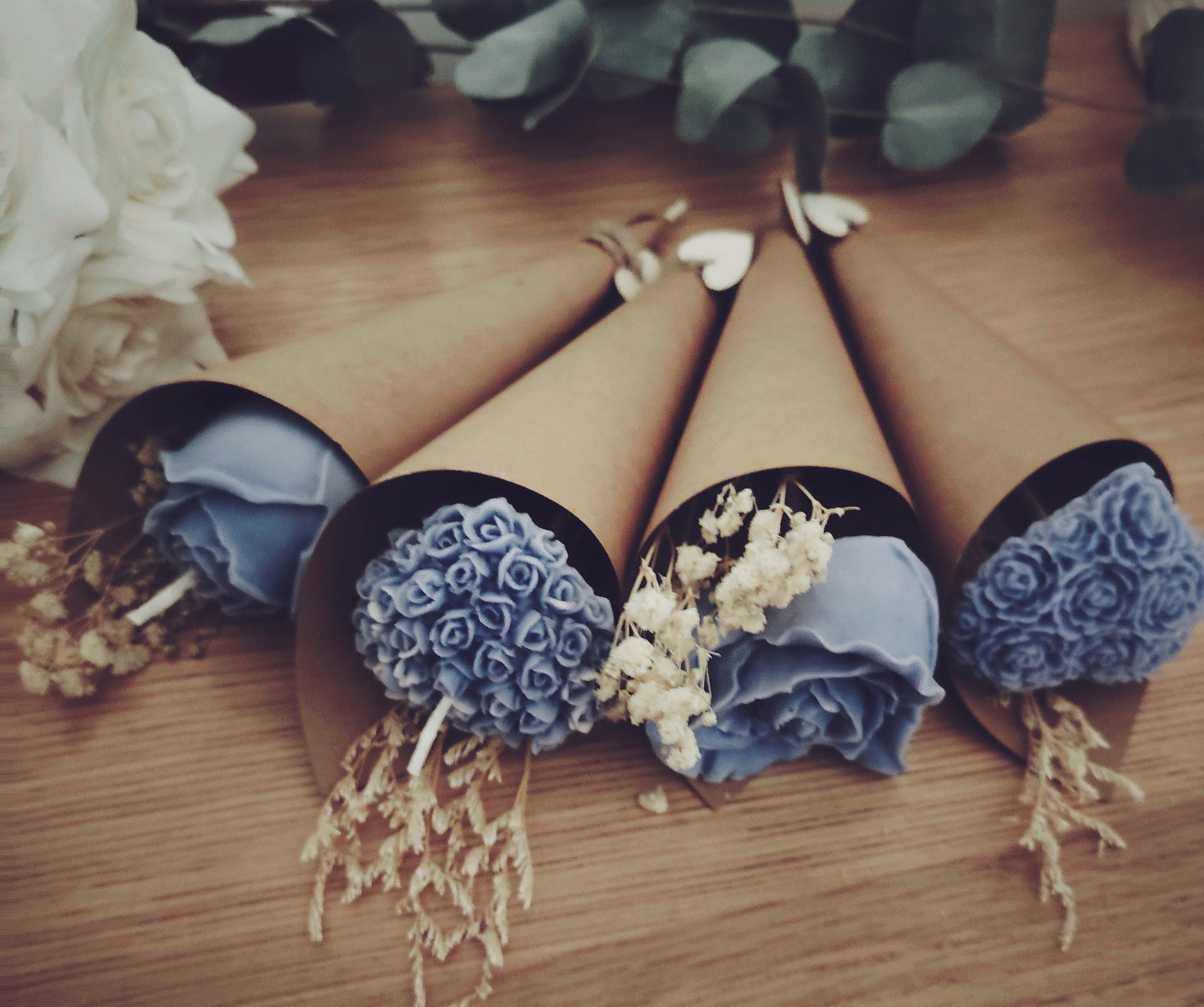 Single Medium Rose and Dried Flower Cone