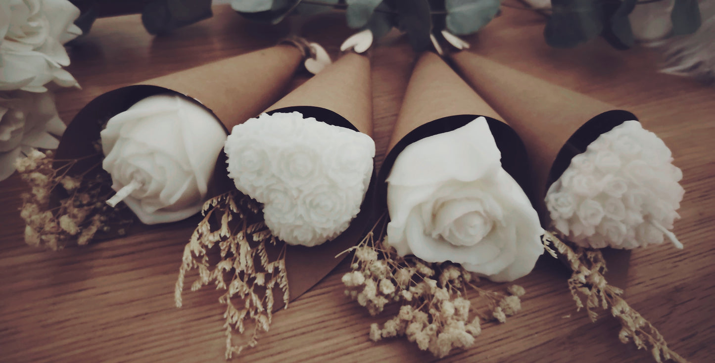 Single Medium Rose and Dried Flower Cone