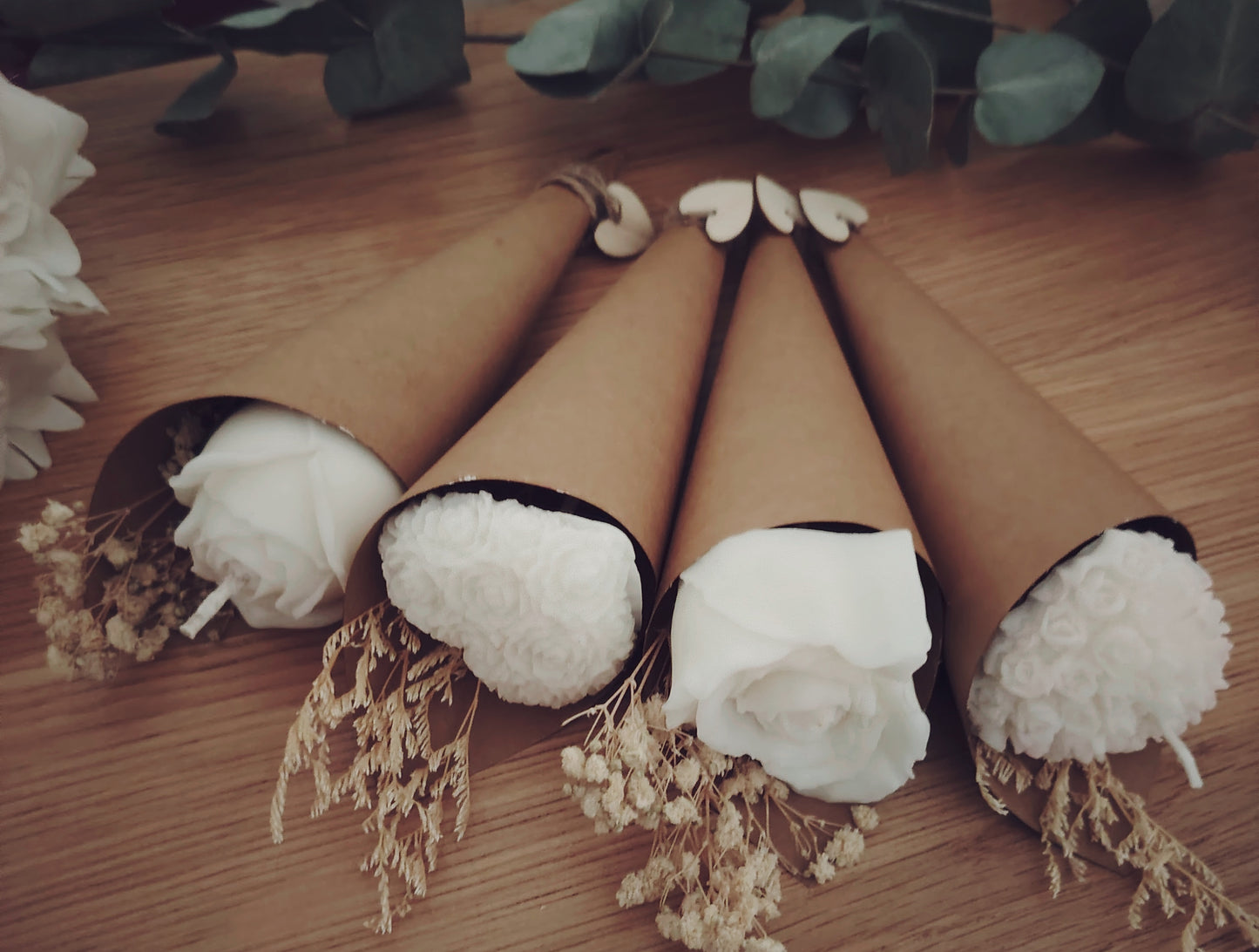Single Medium Rose and Dried Flower Cone