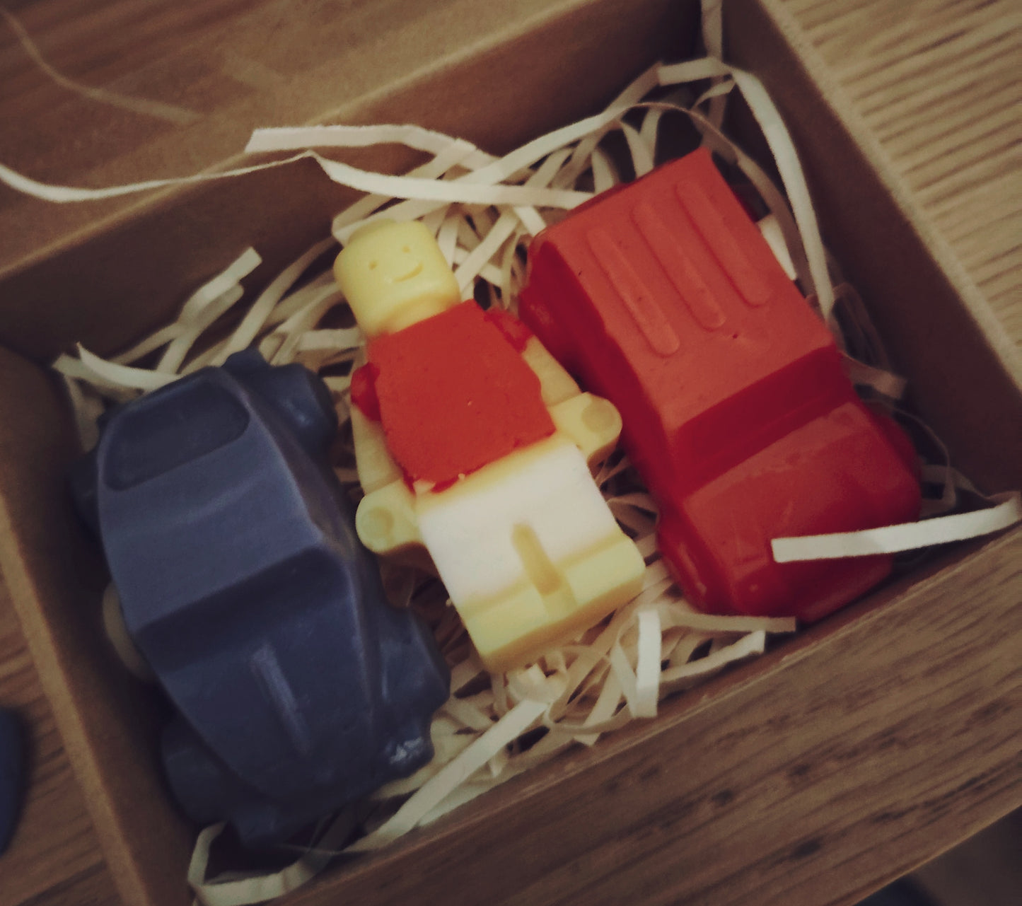 Car and LEGO figure and Brick Wax Melts