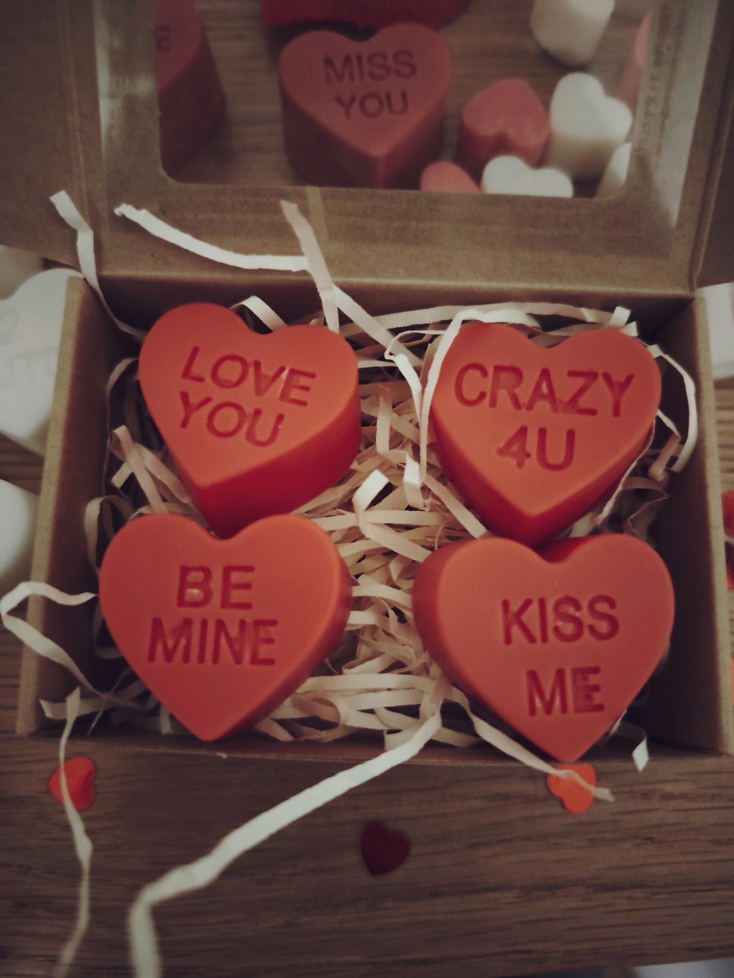 x4 medium deep, Love Heart Message Wax Melts