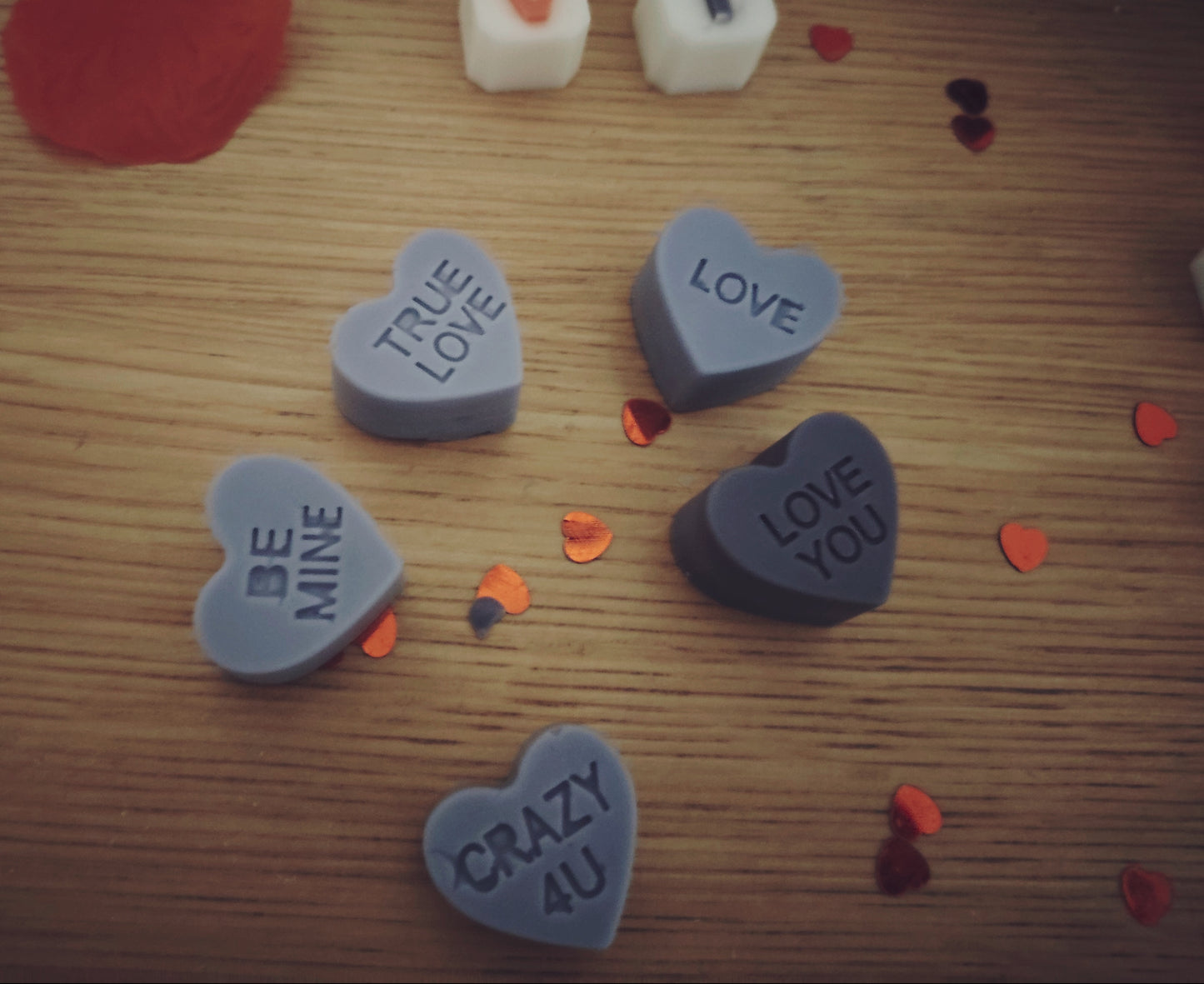 x4 medium deep, Love Heart Message Wax Melts